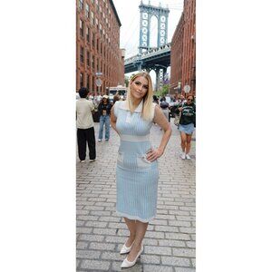 DAIMARAN Toulouse Women's Dress  A-Line  Striped Light Blue White One Size